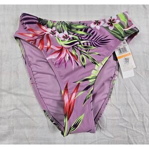 SALT+COVE High Waisted Bikini Bottom Tropical Dusty Violet Small NWT